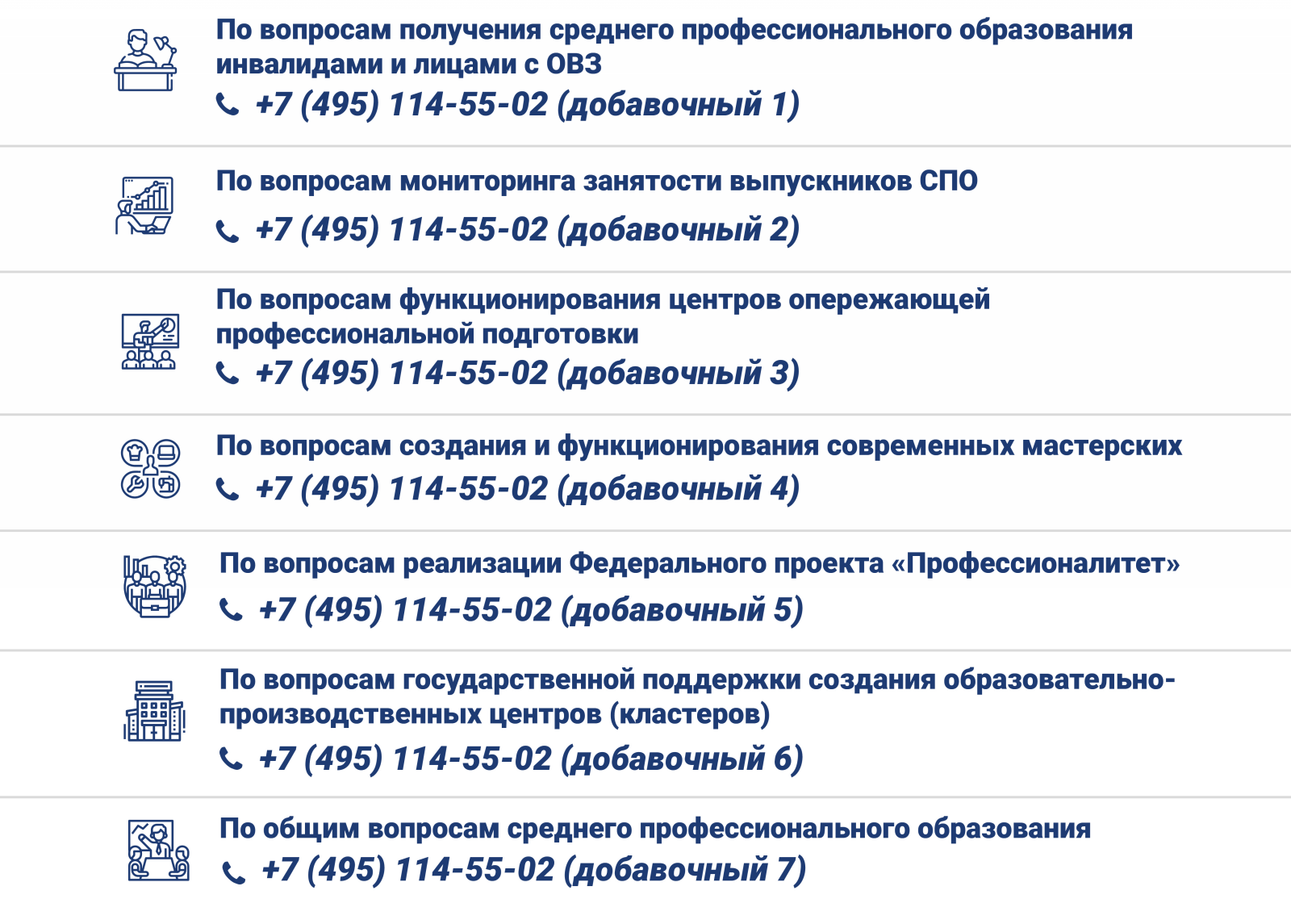 список телефонов