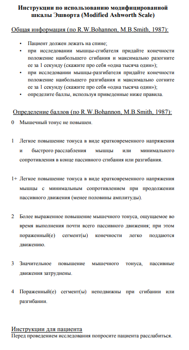 Модифицированная шкала Эшворта